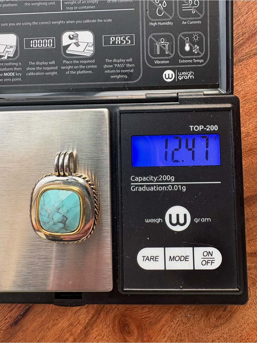 Turquoise Stone Silver & Gold-Tone Pendant - Women Jewelry - Picture 8 of 8